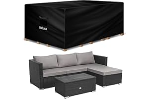 Futura Premium Rectangular Garden Furniture Covers Waterproof 300x250x100cm, Heavy Duty 600D Oxford Fabric Outdoor Table, Patio & Rattan Garden Furniture Covers, PVC Lined, Air Vents and UV Safe
