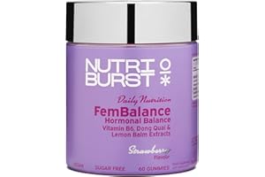 Nutriburst - FemBalance Hormone Balance for Women - Vitamin B6, Lemon Balm + Dong Quai - Regulate Hormones, Support Nervous System + Reduce Tiredness - 60 Gummies 1 Month Supply - Suitable for Vegans