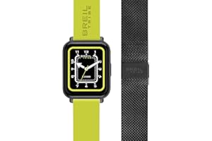 Breil, Smartwatch SBT-2, con Doppio Cinturino Intercambiabile in Silicone con Pattern Tribe, Cassa Nera, Connettività Bluetooth, Chiusura ad Ardiglione