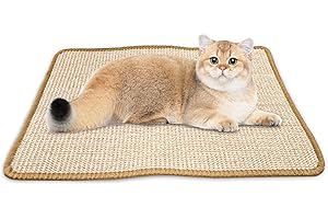 Frevoitna Tappetino Tiragraffi per Gatti, Tappeto Tiragraffi per Gatti 60 x 40cm, Tappetino Antigraffio Sisal Naturale, Macinazione Artigli Tampone Antiscivolo, Tappeto Gatto per Protegge Divani