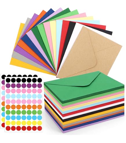 120 Mini Briefumschläge Bunt – 10,3x8 Cm, 15 Farben – Mit Aufklebern Für Geburtstag, Hochzeit, Party