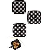 Buffer 3 Adet Isıya Dayanıklı Yıkanılabilir Silikon Airfryer ve Fırın Pişirme Matı, 21,5 cm, Kare, Kırmızı ve Siyah TYC007387