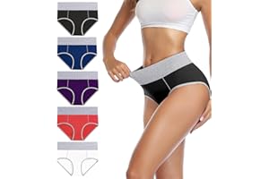 wirarpa Underwear Women High Waist Cotton Knickers Ladies Panties Full Coverage Briefs Underpants Plus Size Multipack