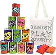 Big Game Hunters Tin Can Alley, 10 Metal Tins and 3 Bean Bags, Outdoor Throwing Toy, Children's Garden Game in Cotton Bag (Multicolour)