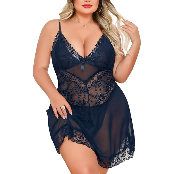 Nuisette Femme Push Up Grande Taille – Chemise De Nuit Sexy Courte Dentelle Avec Armature Soutien Gorge