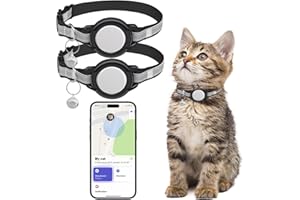 JIARUI Cat Tracker (1 confezione) Tracker GPS riflettente in tempo reale per gatti – Nessun costo mensile – Funziona con Apple Find My (solo iOS) – Dispositivo di localizzazione GPS con collare rimovibile