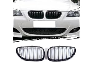 AggAuto rejilla del radiador negro brillante, rejilla delantera del riñón 6-barra para BMW Serie 5, E60/E61, 2003-2009
