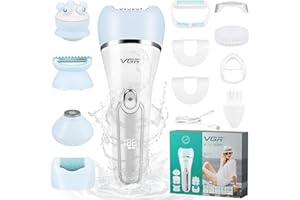 HUMILUFT Epilator for Women, Electric Razor for Women, 6-in-1 Cordless Razor Kit with 2 Speeds, Electric Hair Remover for Face Legs Arms Armpit Bikini, IPX7 Waterproof USB Rechargeable Wet Dry