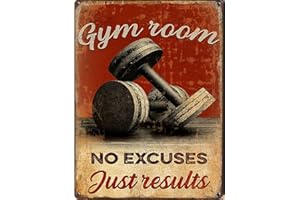 SKYVOV BIGYAK Plaque en étain pour salle de gym, inscription No Excuses Just Result, décoration de gymnastique, cadeau de gymnastique, entraînement physique, décoration de centre de fitness, décoration