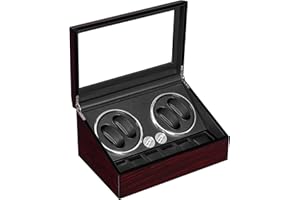 ANWBROAD Caricatore per orologi automatici 4 Rotatori per orologi e 6 scomparti extra con motore Mabuchi super silenzioso Retroilluminazione a LED Gira orologi 4 modalità USB