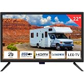 TV 22 inch IPS HD 1080P Screen,Small tv with Freeview Receiver,12 volt TV Built Digital T2 Tuner,USB,HDMI/RCA/VGA inputs,Suit