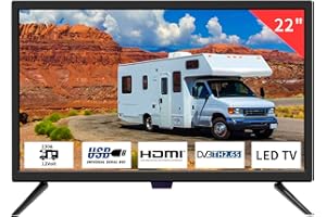 ZOSHING TV 22 inch IPS HD 1080P Screen,Small tv with Freeview Receiver,12 volt TV Built Digital T2 Tuner,USB,HDMI/RCA/VGA inputs,Suitable for Bedroom Caravan
