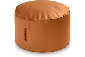 ‎GREEN BEAN Green Bean Sitzhocker aus Kunstleder - Pouf mit EPS Perlen Füllung - 43 x 30 cm - perfekte Ergänzung zum Sitzsack - Sitzwürfel Sitzkissen Hocker Fußhocker - Cognac