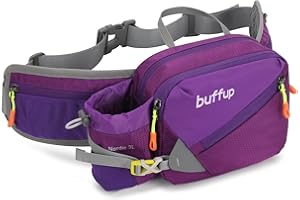buffup® Sac banane avec porte-bouteille, sac banane de sport, pour l'extérieur, l'entraînement des chiens, le cyclisme, la randonnée, la course à pied, sac banane pour homme et femme, grand (violet)