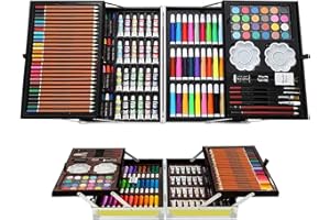 MKNZOME 200pcs Conjunto de Dibujo de Arte, Creatividad Herramientas de Pintura Incluye Crayones de Cera, Acuarelas, Lápices de Colores, Pasteles, Regalos para Niños, Estudiantes, Principiantes y Artistas#3