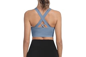 Leversic Sujetador Deportivo de Iimpacto Medio para Mujer Sin Aros con Relleno Extraíble con Espalda Cruzada para Yoga