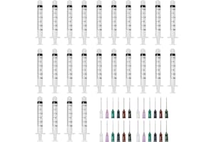 DYMHQ 3ml Stumpfe Nadelspitze Spritze, 24Pcs Kunststoff Tinte Füllen Spritze, Plastikspritze Mit Stumpfe Spitze Nadel, Einwegspritzen Mit Nadel Größen Für Labor, Industrielle Anwendungen