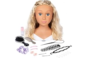 Smoby - My Beauty - Cabezal de Peinado Rubio - Juguete Infantil - 19 Accesorios - Maquillaje Termosensible - Ventosas - A Partir de 3 Años