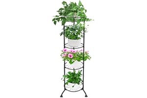 Giyiprpi Support de Plante en Métal, Supports de Pot de Fleur à 2 étages, Stand Plant Tabouret de Fleur Pour Intérieur et Extérieur, Support D'affichage Pour Jardinière Salon Balcon Jardin (C)