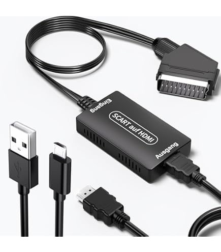 Convertitore SCART A HDMI Con Cavi - Adattatore Per TV Vecchie, Sky, DVD Su HDTV