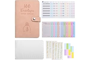 HARNYLOOM Classeur Budget Planner A6, Enveloppe Budget avec 10 Porte Documents Pochettes Transparentes Zippées Dossier, Feuilles Classeur Enveloppe Budget Set pour Budget Familial Voyages Bureau (Rose)
