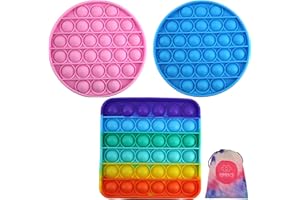 KPRICE | 3 Set | Pop Push It Carre | Toys Fidget Anti-Stress | Bubble Jeu Lot | Antistress Enfant | Popite Popit Rond | Sac Transport Toy | Sensoriel | Entistresses | Sensory | Satisfaisant Mania