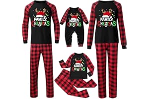 Sobzia Pyjama Noel Famille Vêtement de Nuit à Manches Longues avec Imprimé Chaud Et Doux Noël Pyjamas Maison Costume Ensemble Christmas Pyjamas Noel pour Femme Homme Enfant Bébé et Couple