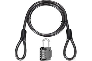 ZHUJIEHIGH Kabel do zamka rowerowego, 10 mm x 1,25 m, stalowy kabel zabezpieczający, powlekana linka zabezpieczająca, zamek z podwójną pętlą, do bagażu, roweru, motocykla