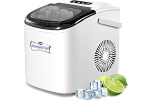 Moongiantgo 15 kg/24 ore, Macchina per Ghiaccio Compatto per Casa, Ciclo Produttivo 6-8 Minuti, con Funzione Autopulente, Compressore CC Silenzioso, Include Pala e Cestino Rimovibile, Bianco