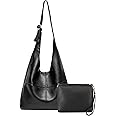 Montana West Hobo Bags for Women Ultra Soft Foldable Shoulder Bag Purse with Coin Purse,MWC2-122BK