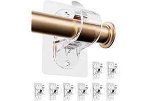 WEKIWGOT Support de Tringle à Rideaux Sans Percage, Fixation Autocollante Forte pour Salle de Bain, Cuisine, Salon, Commode Chambre (Transparent 8 Pièces)