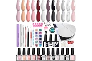 Kit Semipermanente Unghie Phoenixy 12 Colori Kit Unghie con 36W Lampada U V/LED Kit Unghie Gel Completo con Base Top e Matt Coat Set Semipermanente Unghie