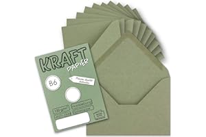 NEUSER PAPIER UmWelt by Gustav Neuser - 100 sobres vintage en verde oscuro (verde) DIN B6, 125 x 178 mm, papel de estraza reciclado de 120 g/m², pegado en húmedo con solapa en punta