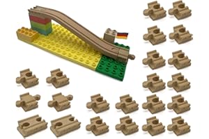 22 Stück Adapter-Steine KUMETIC Starter-Set in Holzoptik passend für Brio Schienen & Duplo® sowie alle übrigen Holzeisenbahnen + Klemmbausteine - Made in Germany