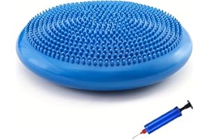 trabag Coussin d'assise à ballon, pompe de 34 cm de diamètre, coussin d'équilibre, coussin d'assise orthopédique, coussin d'entraînement, coussin à picots, Core, fitness, rééducation, coordination et