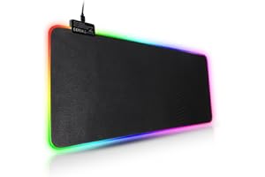 Trintion RGB Gaming Mouse Mat 800×300×4mm Thick Extended Gaming Mouse and Keyboard Mat Pad with Non-Slip Rubber Base with 7 Light Modes Luminous LED Mouse Pad for Computer Gamer Black
