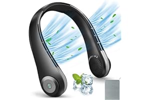 HATMIG Nackenventilator,Hals Wiederaufladbarer USB 3 Geschwindigkeiten Tragbare Halsventilator Schnell Aufladen Mini Ventilator für Büro Camping Home Reise Geschenk Sport-Schwarz
