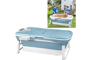 YUENFONG Vasca da bagno per adulti pieghevole Bathtub vasca da bagno pieghevole XL con copertura rimovibile, materiale PP e plastica, dimensioni: 128 x 62 x 52 cm