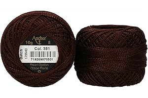 ‎ANCHOR Anchor 4591008-00381 Stickgarne, 100% Baumwolle, dunkelbraun, Stärke 8, 82m, 16 Gramm