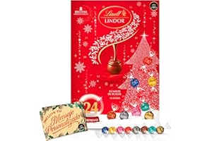 Gran Calendario de Adviento Lindt LINDOR 2025 · Gran Formato 300 g · Con 24 Bombones Variados de Chocolate Suizo · Incluye Tarjeta Personalizable Cia&Co · Regalo Gourmet para Navidad y Familia