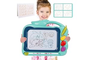 MerryXGift Magnetische Maltafel Zaubertafel- Große (41 x 32 x 5 cm) Magnettafel Kinder mit 3 Magnetische Stempel Zaubertafeln für Kinder ab 3 4 5 6 7 Jahre Alt