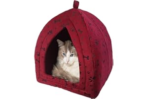 PET GURU Red Large Size Luxury Pet Igloo Dog Cat Soft Comfy House Bed Igloo