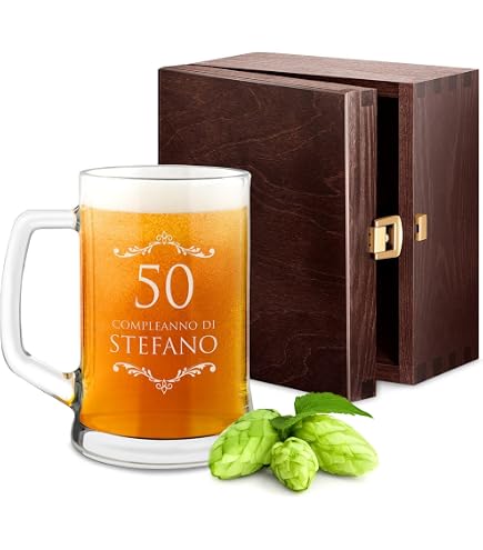 CROWNLY CRYSTAL® Regalo Zio Compleanno Bicchiere Birra Regalo Per Zio