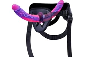 HAINUO Consolador portátil con ventosa para lesbianas, consolador anal grande de silicona de doble cara (21 cm x 2)pene ajustable sin tirantes de doble cabeza,estimulación vaginal,juguete sexual para adultos