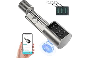 vapourd Smart Wasserdichtes Elektronisches Türschloss Haustür mit Fingerabdruck, Pin Code, App und IC-Karte, Geeignet für Türen von 75-100mm Dicke