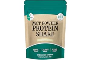 ‎GO-KETO Go-Keto MCT Vegan Protein Shake Vanilla, 400g w proszku | z MCT z oleju kokosowego dla Twojej diety keto | wegańskie białko z białka grochu i białka ryżu | bez cukru, bez laktozy