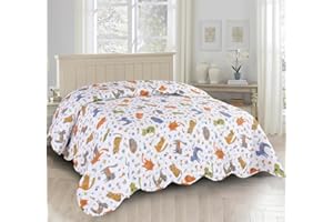 il dolce stile della tua casa trapuntino estivo matrimoniale/singolo/piazza e mezza copriletto trapuntato 100 grammi stampa multicolor (gatto miao, matrimoniale)