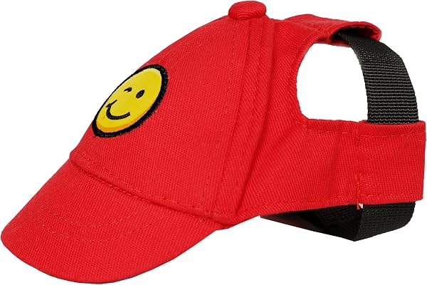 Infispace Baseball Cap for Dogs & Cats with Adjustable Strap Pet Smile Hat (Pack of 1) (Red, M)
