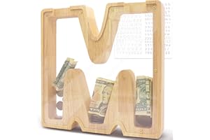 DBPBToU Salvadanaio grande in legno personalizzato, trasparente 23 x 4 x 23 cm, maialino per bambini, creativo regalo compleanno, decorazione casa/souvenir