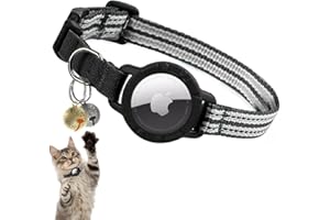NOZLAID Airtag Katzenhalsband, Reflektierend Katzenhalsbänder mit Apple Air Tag Halter, Leichtes Elastisches Sicherheits Katzen Halsband, Tracker Halsband für Katzen, Kätzchen und Welpen